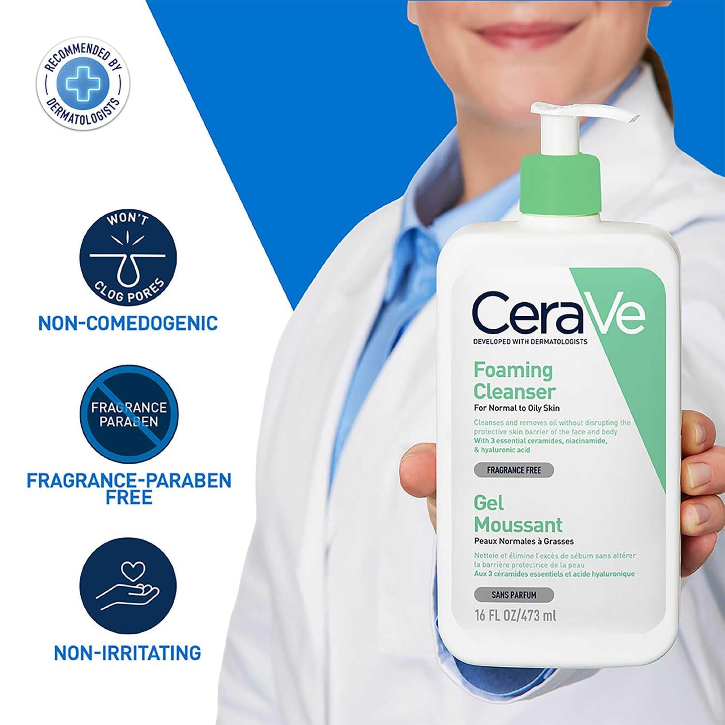 CeraVe Foaming Cleanser For Normal To Oily Skin (473ml)